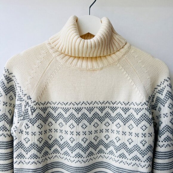 Icebreaker Merino wool turtle neck sweater, Gray/white, Size M D28 - Picture 5 of 13